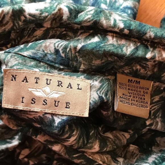 Vintage M/M Hawaiian t-shirt green palm trees tropical rayon beach summer - Picture 4 of 7